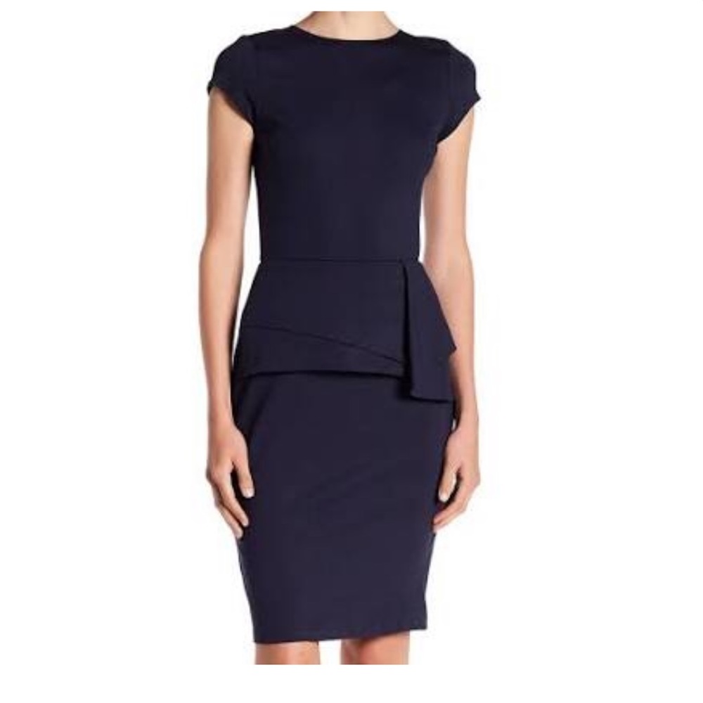 NWOT dark navy cap sleeve 3/4 length dress